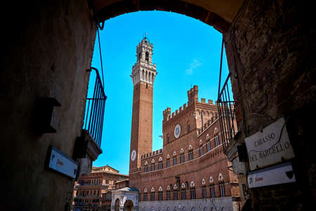 Siena public palace Piazza del Campo Italyのeditorial素材