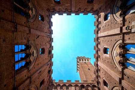 Siena public palace Piazza del Campo Italyのeditorial素材