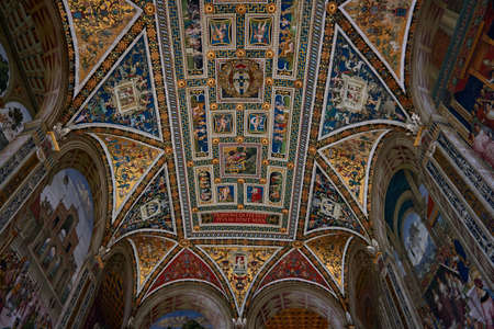 Biblioteca piccolomini ceiling Siena cathedral Italyのeditorial素材