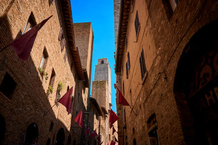 San gimignano Streets Tuscany Italyのeditorial素材