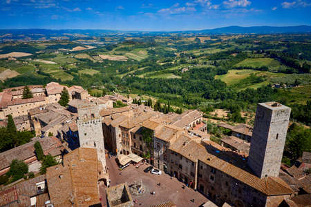 San gimignano view from the tower Tuscany Italyのeditorial素材