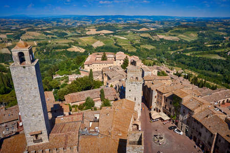 San gimignano view from the tower Tuscany Italyのeditorial素材