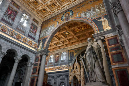 Basilica of Saint Paul outside the walls Basilica Papale San Paolo fuori le Mura Rome Italyのeditorial素材