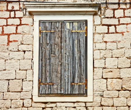 Window detail of a ruined and abandoned buildingのeditorial素材