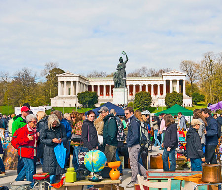 MUNICH, GERMANY. Open air giant flea market in Munich (Riesenflohmarkt), Germany.The biggest in Bavaria, only one day every year on the Theresienwiese. You find everything very cheap, real bargains!のeditorial素材
