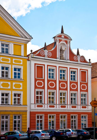 LANDSHUT, GERMANY :urban view of Landshut, Bavarian town near Munich. Landshut was founded on 1204 and its colorful houses represent a colorful example of German Renaissance style.のeditorial素材