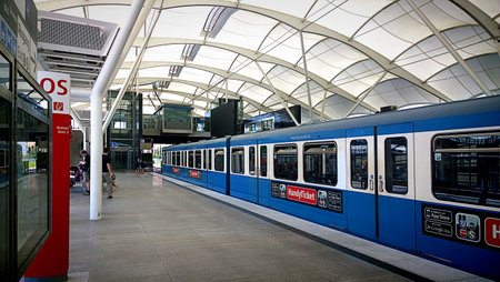 MUNICH, GERMANY the subway station of Munich-Froettmaning near Allianz Arena important meeting point...