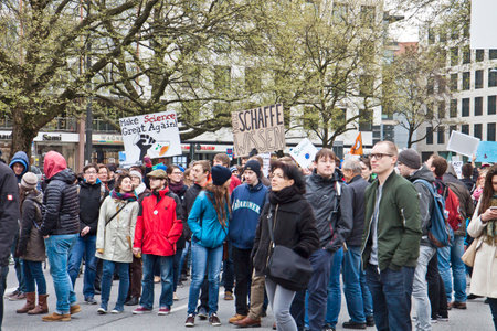 Science March Munich Germany on April 22 2017. The March for Science is the first step of a global movement to defend the vital role science plays in our health, safety, economies, and governments.のeditorial素材