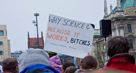 Science March Munich Germany on April 22 2017. The March for Science is the first step of a global movement to defend the vital role science plays in our health, safety, economies, and governments.のeditorial素材