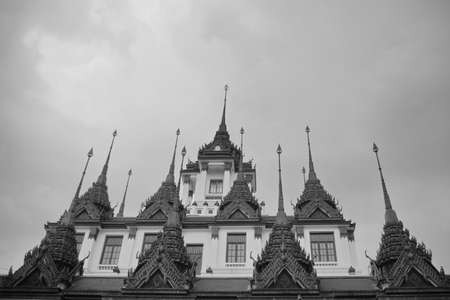 Black and white Thailand templeの写真素材