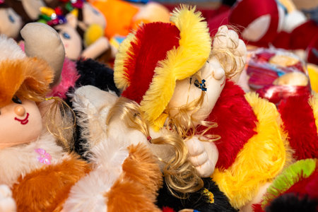 The toys are all made of soft, plush fabric and are sure to bring a smile to any child's face.の写真素材