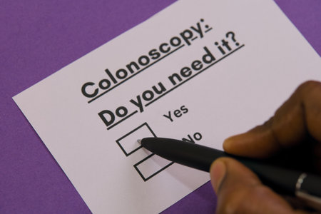 Document discussing the necessity of colonoscopy for health, with checkboxes for patient response.