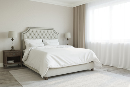 3d illustration of Beige badroomの写真素材