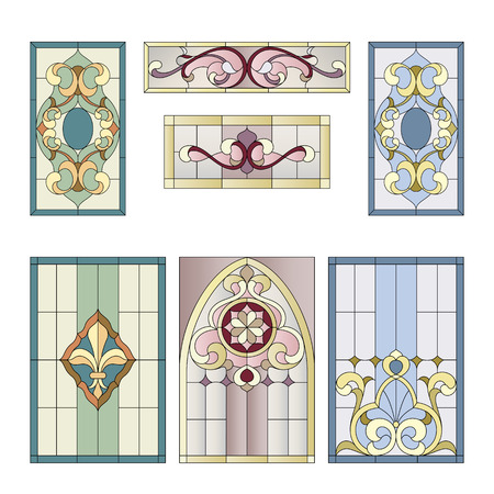 decorative elements for the stained glass in the classic styleのイラスト素材