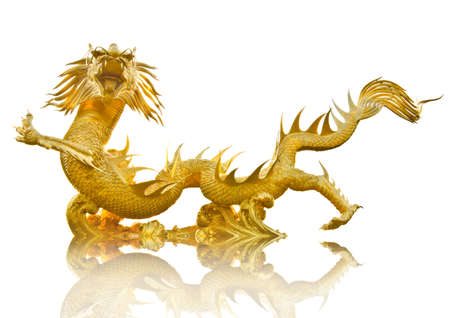 golden Chinese dragon isolated の写真素材