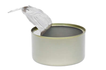 Opened Can on isolated white background, clipping path. recycle waste concept