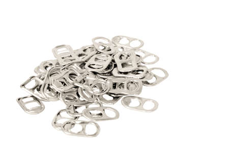 Many Lid Cans on white background, waste recycle conceptの写真素材