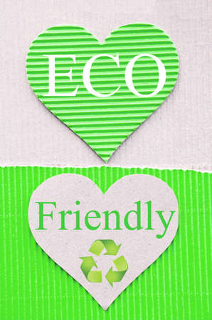 heart green corrugated paper and sign recycle. recycle paper concept. ECO friendlyの写真素材