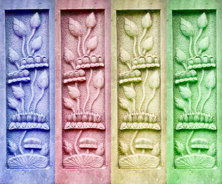 Many color of lotus flower stone carving