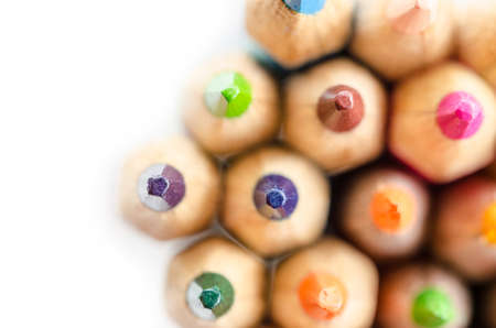 abstract composition of a set wooden colour pencils and space for your text.の写真素材