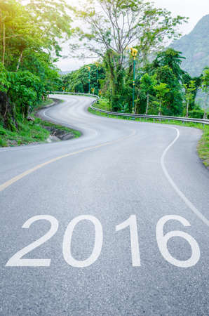 2016 on s curve road to the mountain. 2016 Goals concept.の写真素材
