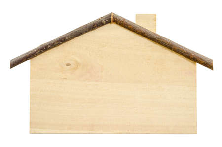 Little home wooden model isolated on white background.の写真素材