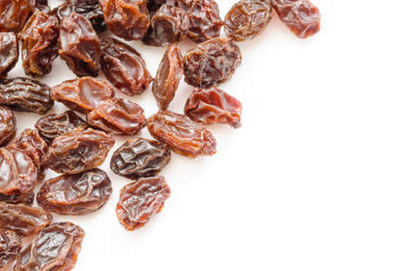 Close up the Raisins on white backgroundの写真素材