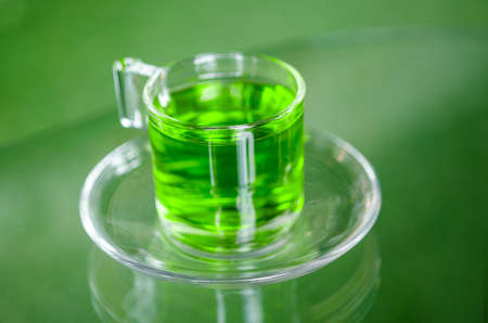 Healthy green tea in glass.の写真素材