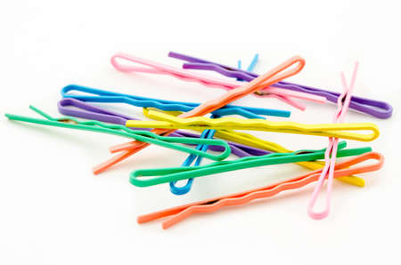 Colorful hair clips isolated on white background.の写真素材