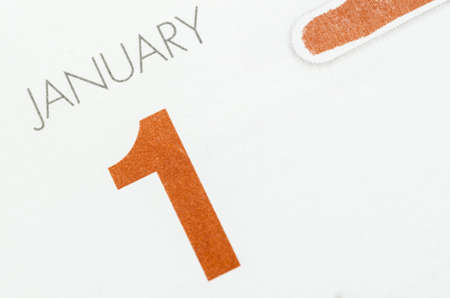 Calendar page with marked date of 1st of January.の写真素材