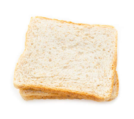 Fresh bread wheat slices on white backgroundの写真素材