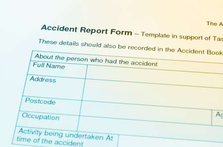 Close up Accident report application form.の写真素材
