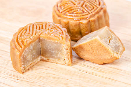 Mid-Autumn Festival moon cake on wooden board
