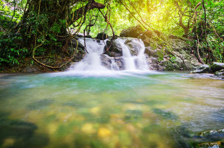 Beautiful waterfall with sunlight, Nature landscapeの写真素材