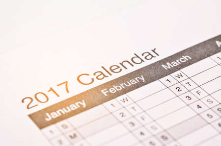 2017 wording on 2017 calendar desktop, Happy new year 2017 for fill text in space, background for new year Festival.の写真素材