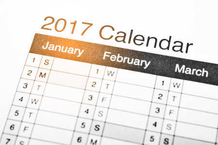 2017 wording on 2017 calendarの写真素材
