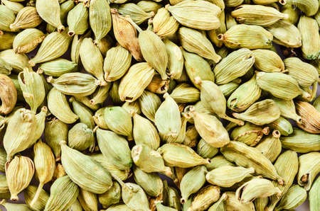 Food background or texture, Green cardamon seedsの写真素材