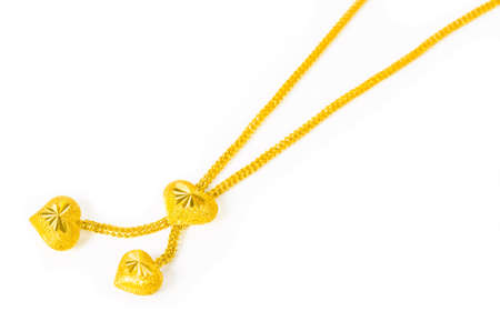 love heart gold necklace on white backgroundの写真素材