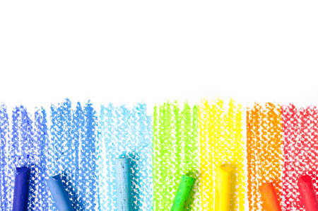Colorful chalk pastels on white background.の写真素材