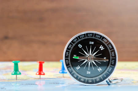 Compass on world map, Tourism and exploration concept.の写真素材