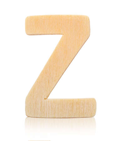 Single capital block wooden letter Z isolated on white background, Save clipping path.の写真素材