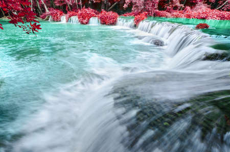 Chet Sao Noi Waterfall, Saraburi, Thailand with sun light.の写真素材