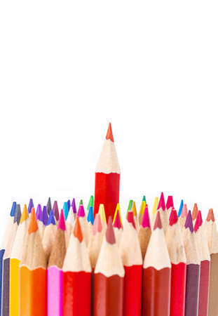 Red pencil standing out from others. Leadership concept.の写真素材