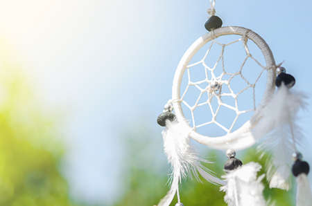 Beautiful dream catcher on nature background.の写真素材