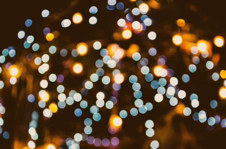 Bokeh abstract background in blue and gold color.の写真素材