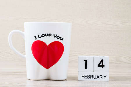 Valentine's day with cup coffee.