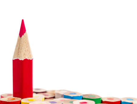 Red pencil standing out from others. Leadership concept.の写真素材