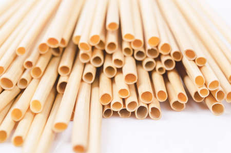 Wheat straw for drinking water. Zero waste concept.の写真素材