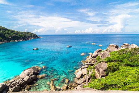 View Point at Similan island, Warm and clear azure ocean waters, Phuket, Thailand