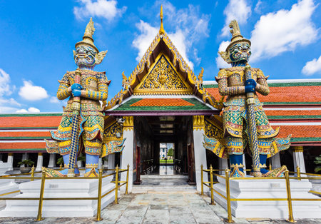 Wat Phra Kaew, Temple of the Emerald Buddha, Bangkok, Thailand.の写真素材